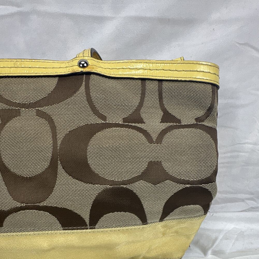 Coach Signature Zip-Top Satchel Handbag Brown/Beige Yellow A1076-F13548 W/wallet - Picture 8 of 16
